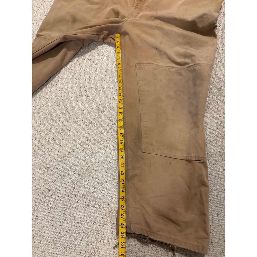 Rugged Carhartt Brown Distressed Double Knee Bib Overalls - Picture 3 of 8